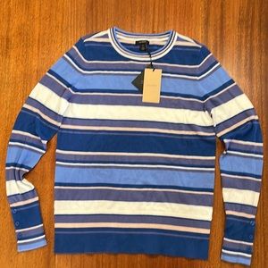 NWT Halogen Blue Ivory Striped Sweater Medium G3